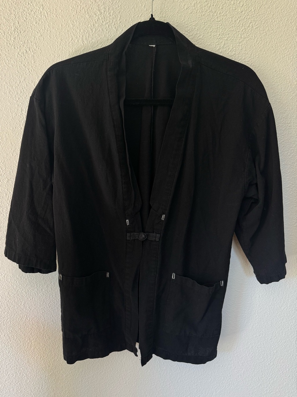 Linen cropped sleeve kimono
